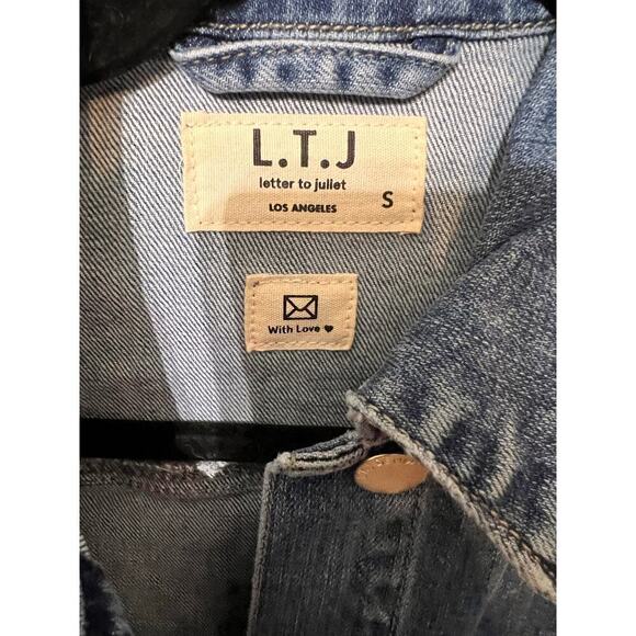 L.T.J Letter to Juliet Dip Dyed Blue Denim Jean Jacket Size Small NWT - Picture 3 of 7